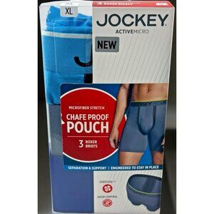 Jockey Active Microfiber Stretch Chafe Proof Pouch Boxer Brief 3-Pack XL NEW